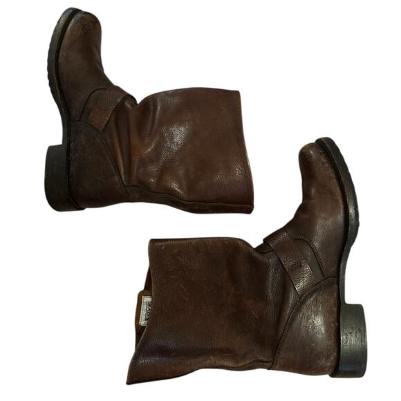 Women 8 Frye Veronica Flex Short Boots Walnut Brown Leather Pull-On Riding Moto - Picture 6 of 12
